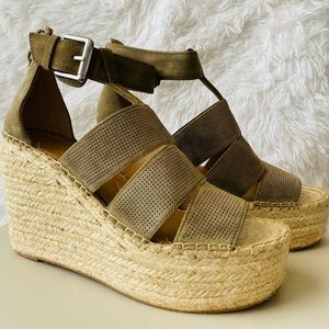 Marc Fisher Adore Espadrille Suede Green Wedges